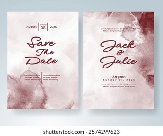 Wedding invitation with Abstract splashed watercolor background