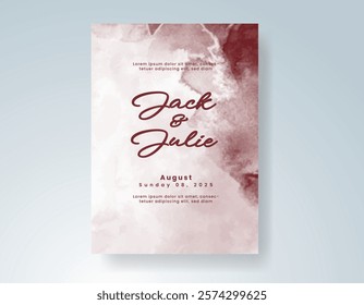 Wedding invitation with Abstract splashed watercolor background