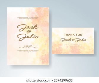 Wedding invitation with Abstract splashed watercolor background