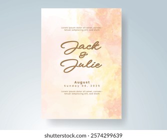 Wedding invitation with Abstract splashed watercolor background