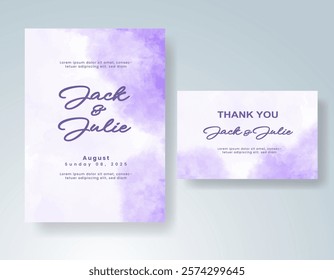 Wedding invitation with Abstract splashed watercolor background