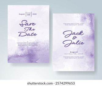 Wedding invitation with Abstract splashed watercolor background