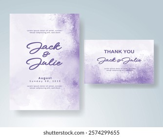 Wedding invitation with Abstract splashed watercolor background