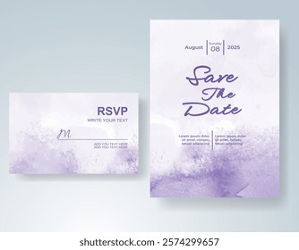 Wedding invitation with Abstract splashed watercolor background