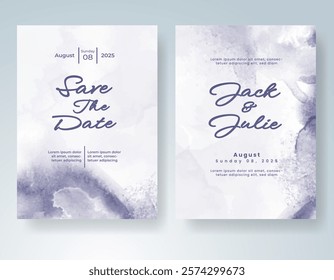 Wedding invitation with Abstract splashed watercolor background