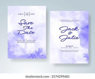 Wedding invitation with Abstract splashed watercolor background