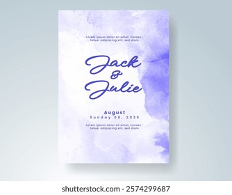 Wedding invitation with Abstract splashed watercolor background