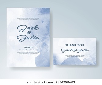 Wedding invitation with Abstract splashed watercolor background