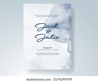 Wedding invitation with Abstract splashed watercolor background