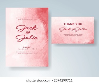 Wedding invitation with Abstract splashed watercolor background