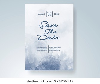 Wedding invitation with Abstract splashed watercolor background