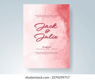 Wedding invitation with Abstract splashed watercolor background