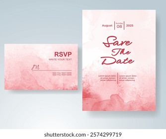 Wedding invitation with Abstract splashed watercolor background