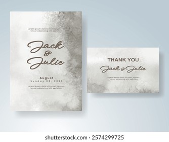Wedding invitation with Abstract splashed watercolor background