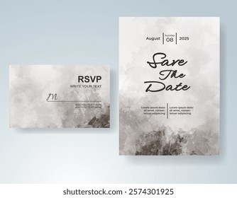 Wedding invitation with Abstract splashed watercolor background