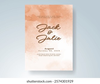 Wedding invitation with Abstract splashed watercolor background