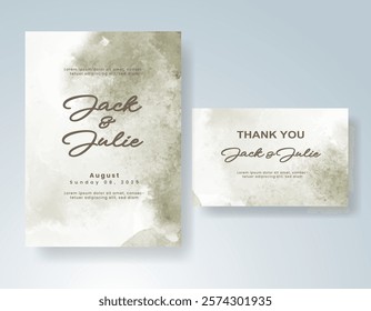 Wedding invitation with Abstract splashed watercolor background