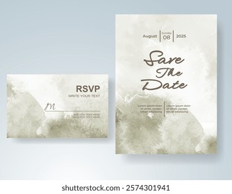 Wedding invitation with Abstract splashed watercolor background