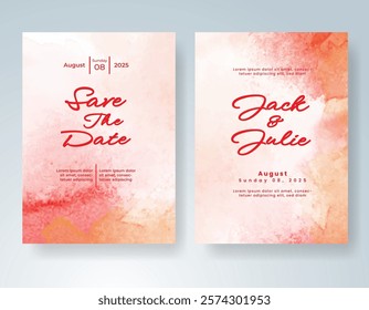 Wedding invitation with Abstract splashed watercolor background