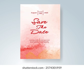 Wedding invitation with Abstract splashed watercolor background