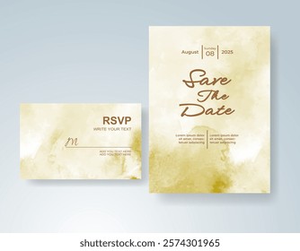 Wedding invitation with Abstract splashed watercolor background