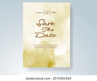 Wedding invitation with Abstract splashed watercolor background