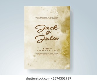 Wedding invitation with Abstract splashed watercolor background