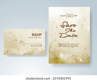 Wedding invitation with Abstract splashed watercolor background