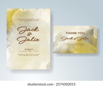 Wedding invitation with Abstract splashed watercolor background