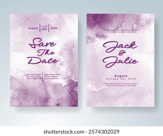 Wedding invitation with Abstract splashed watercolor background