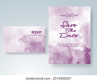 Wedding invitation with Abstract splashed watercolor background