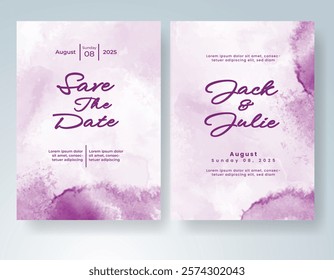 Wedding invitation with Abstract splashed watercolor background