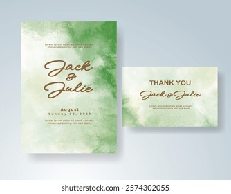 Wedding invitation with Abstract splashed watercolor background