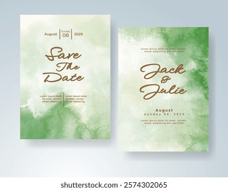 Wedding invitation with Abstract splashed watercolor background