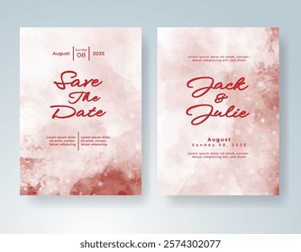 Wedding invitation with Abstract splashed watercolor background