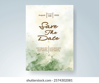 Wedding invitation with Abstract splashed watercolor background