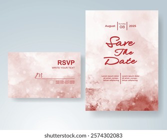 Wedding invitation with Abstract splashed watercolor background