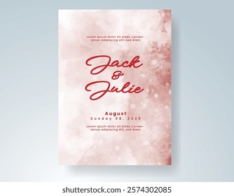 Wedding invitation with Abstract splashed watercolor background