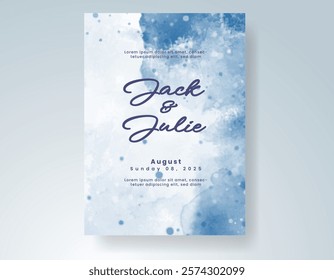 Wedding invitation with Abstract splashed watercolor background