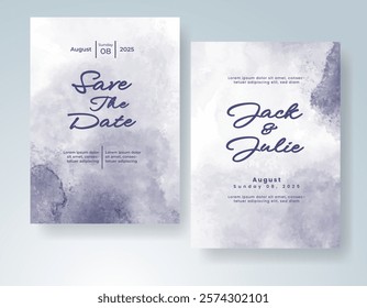 Wedding invitation with Abstract splashed watercolor background