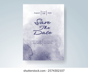 Wedding invitation with Abstract splashed watercolor background