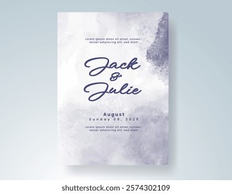 Wedding invitation with Abstract splashed watercolor background