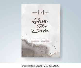 Wedding invitation with Abstract splashed watercolor background