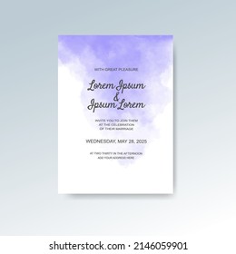 Wedding invitation with abstract watercolor background