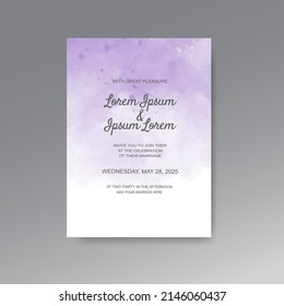 Wedding invitation with abstract watercolor background