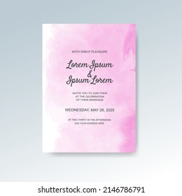 Wedding invitation with abstract watercolor background
