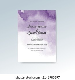Wedding invitation with abstract watercolor background