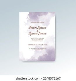 Wedding invitation with abstract watercolor background