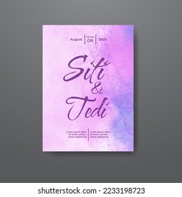 Wedding invitation with abstract watercolor background