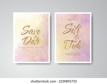 Wedding invitation with abstract watercolor background